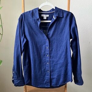 TOMMY BAHAMA 100% Linen Button Long Sleeve Blouse for Women Size XS